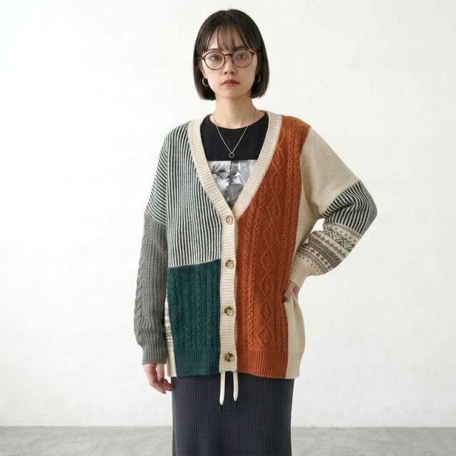 リメイク風パッチカーディガン