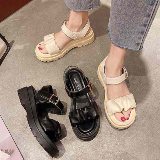 ★WEB限定★ギャザーストラップサンダル