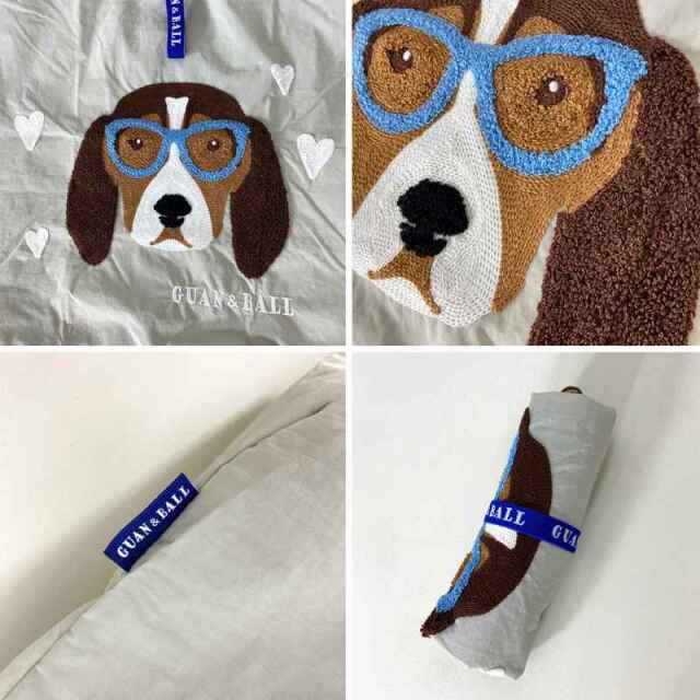 ドッグ刺繍コードハンドルトートバッグ