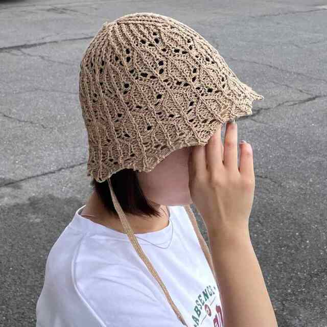 ヒモツキクロシェハット