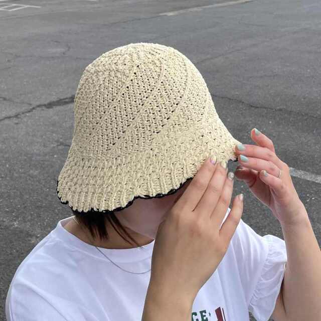 雑材スカラップバケットハット