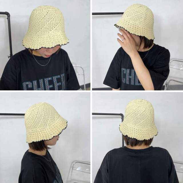 雑材スカラップバケットハット