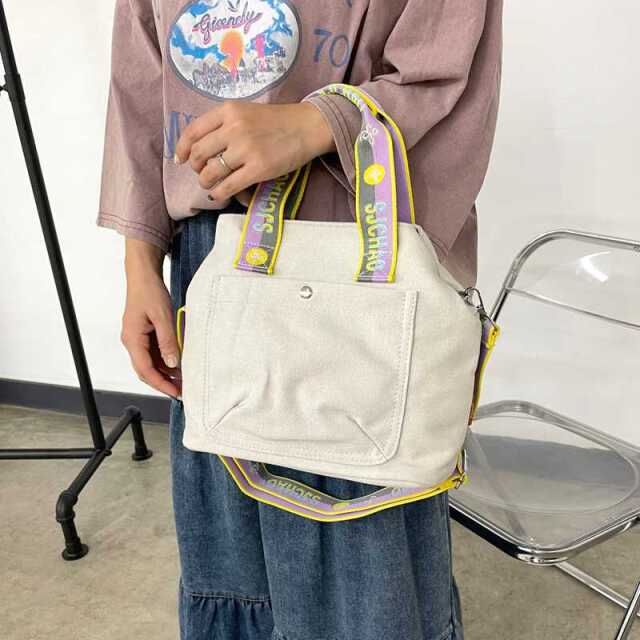 ロゴショルダーキャンバストートバッグ