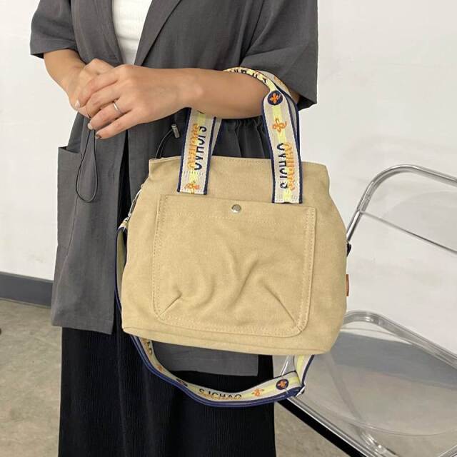 ロゴショルダーキャンバストートバッグ