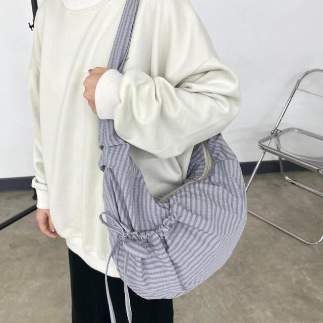 撥水ドロストチェックショルダーバッグ