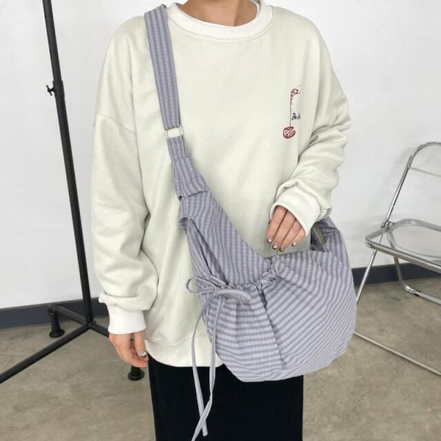 撥水ドロストチェックショルダーバッグ