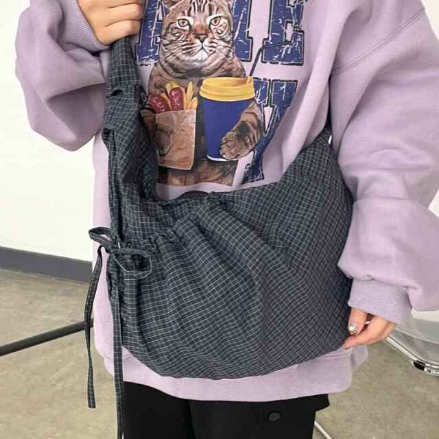 撥水ドロストチェックショルダーバッグ