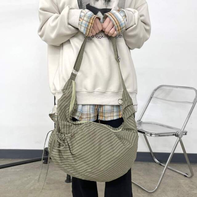 撥水ドロストチェックショルダーバッグ