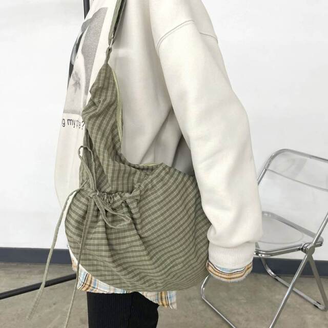 撥水ドロストチェックショルダーバッグ