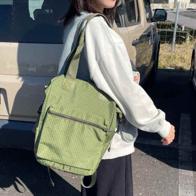 撥水チェックリュックサック