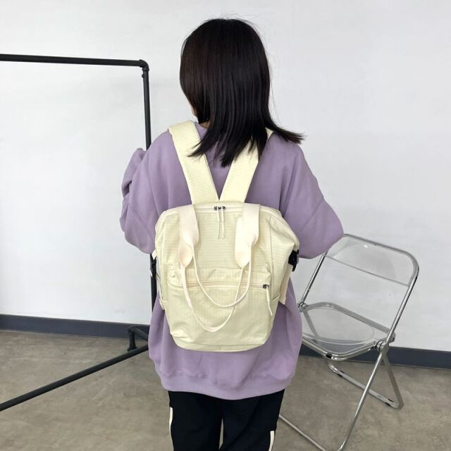 撥水チェックリュックサック