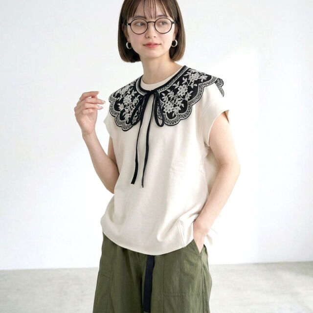刺繍レース付け襟