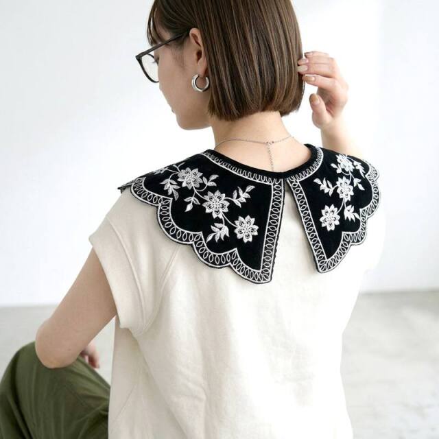刺繍レース付け襟