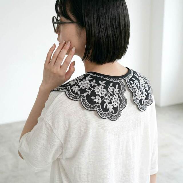刺繍レース付け襟
