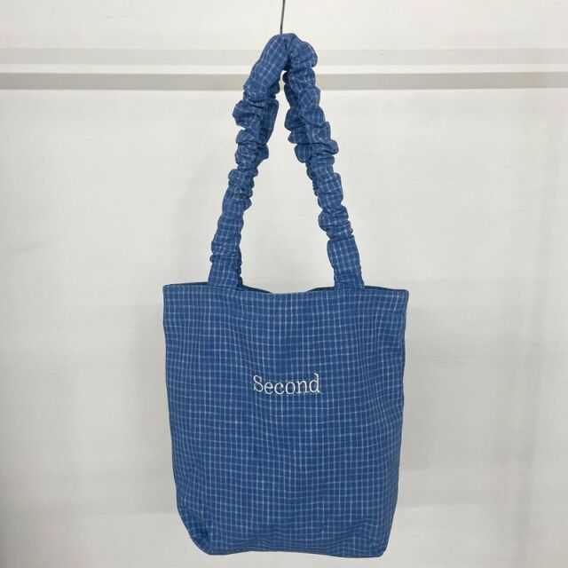 ギャザーハンドルチェックトートバッグ