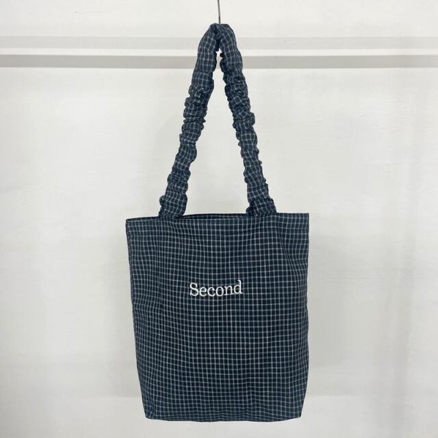 ギャザーハンドルチェックトートバッグ