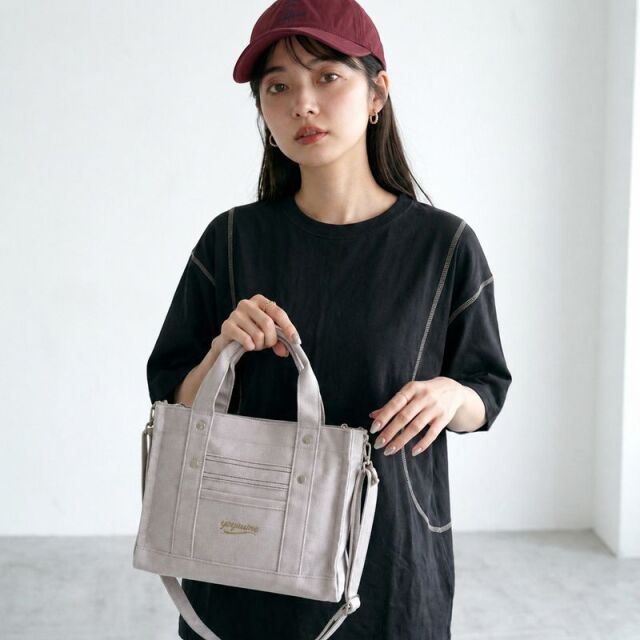 キャンバスロゴ刺繍ミニトートバッグ