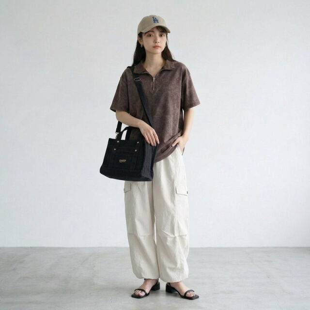 キャンバスロゴ刺繍ミニトートバッグ