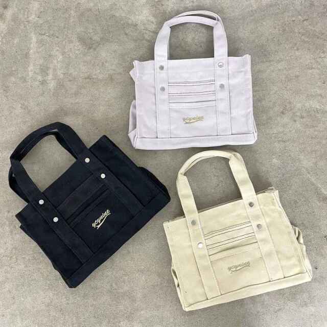 キャンバスロゴ刺繍ミニトートバッグ