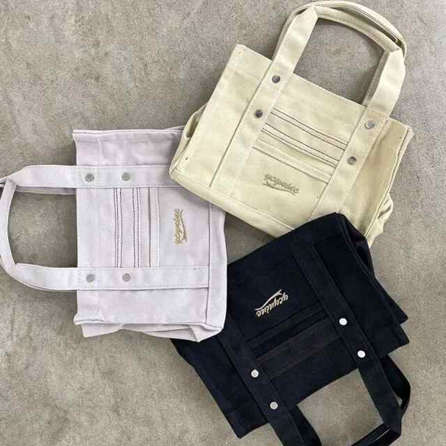 キャンバスロゴ刺繍ミニトートバッグ