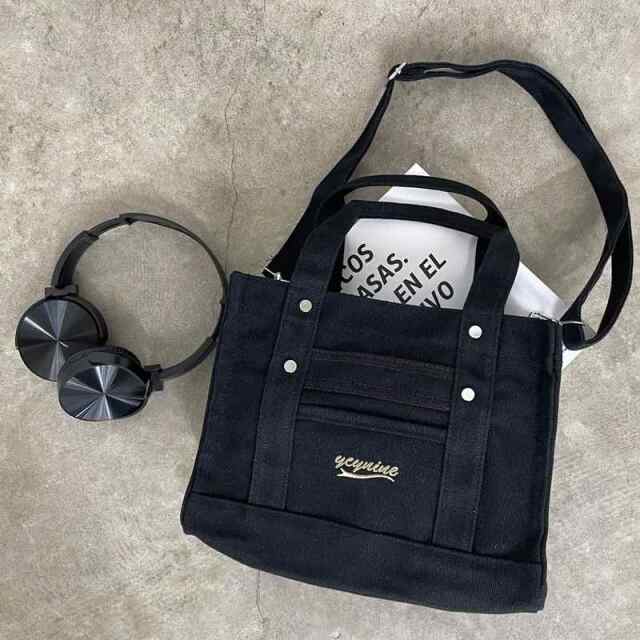 キャンバスロゴ刺繍ミニトートバッグ