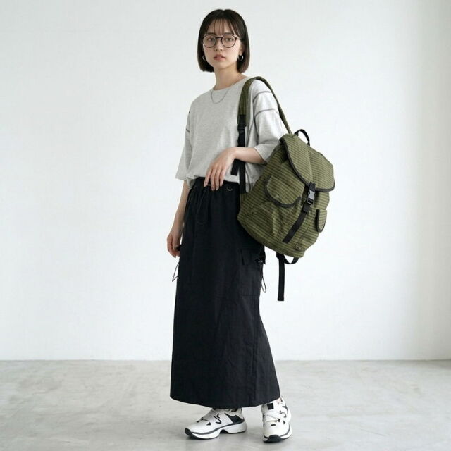 撥水チェックリュック