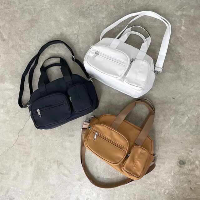 撥水アウトポケットボストンバッグ