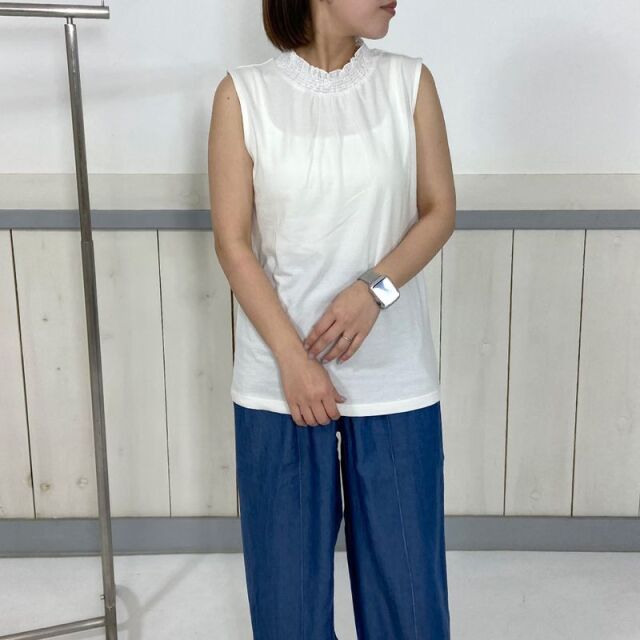 襟レースタンクトップ