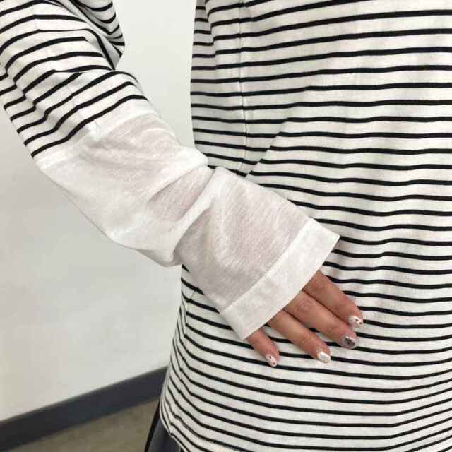 袖シアー切替ロンT