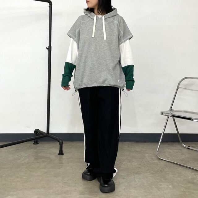 袖シアー切替ロンT