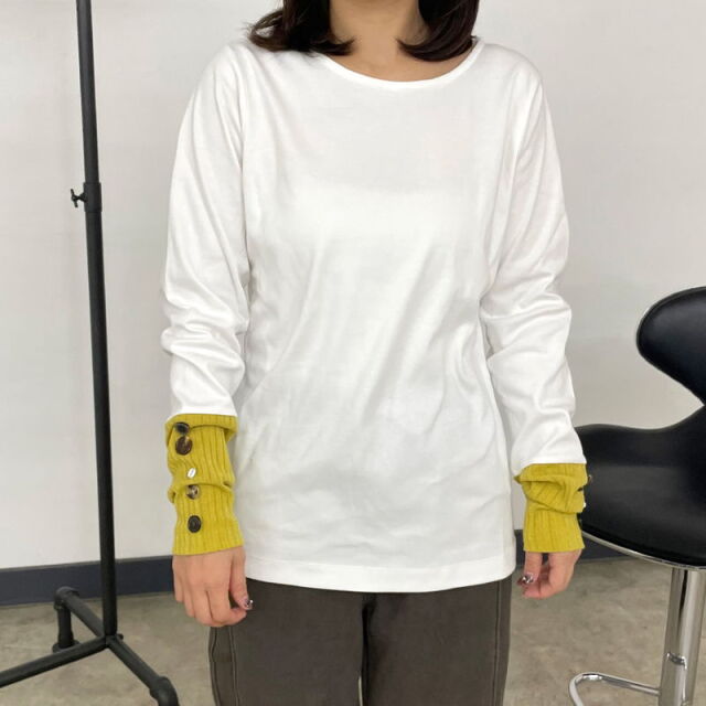 袖切替ボタンロンT