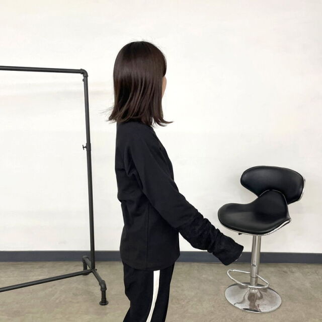 袖切替レースロンT