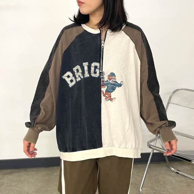 リメイク風ハーフZIPプルオーバー