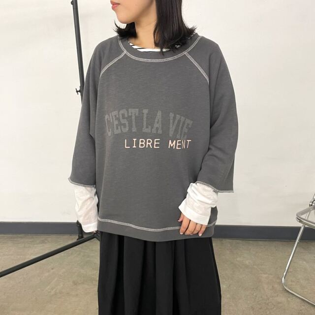 2WAY7部袖裏毛ロゴプルオーバー