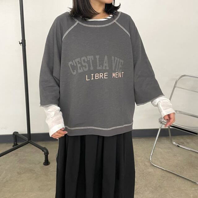 2WAY7部袖裏毛ロゴプルオーバー