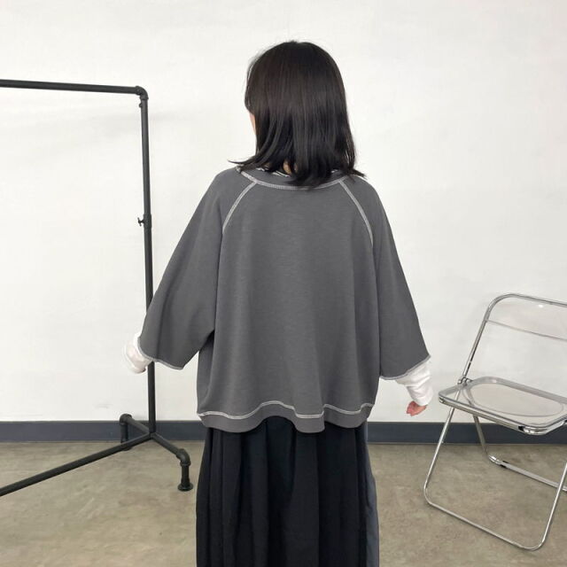 2WAY7部袖裏毛ロゴプルオーバー