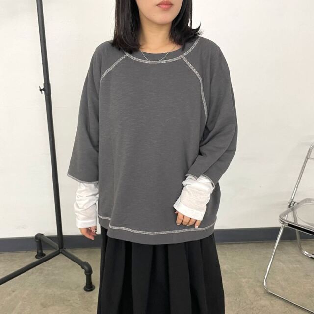 2WAY7部袖裏毛ロゴプルオーバー