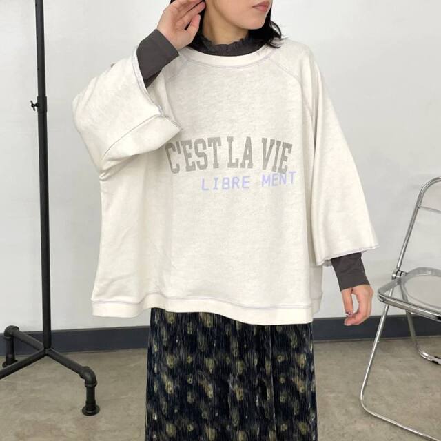 2WAY7部袖裏毛ロゴプルオーバー