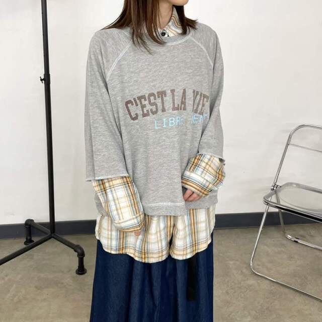 2WAY7部袖裏毛ロゴプルオーバー