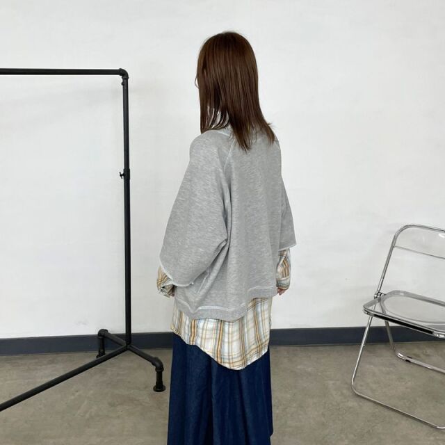 2WAY7部袖裏毛ロゴプルオーバー