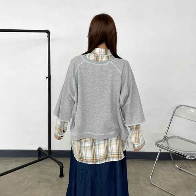 2WAY7部袖裏毛ロゴプルオーバー