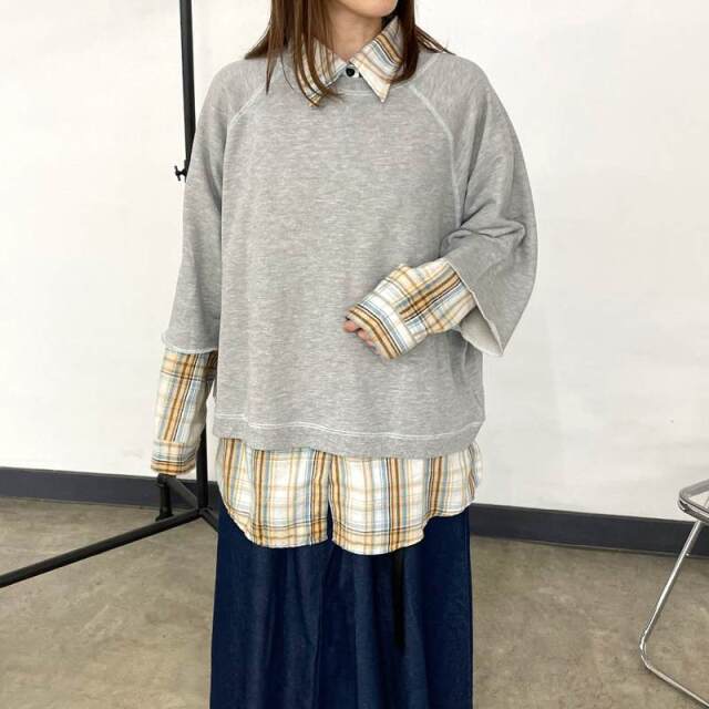 2WAY7部袖裏毛ロゴプルオーバー