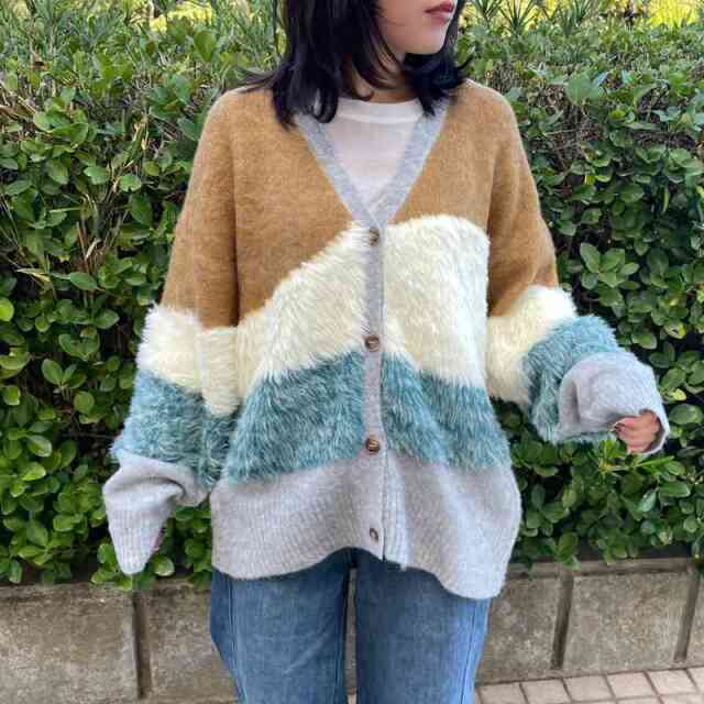 マーブル柄Vカーディガン