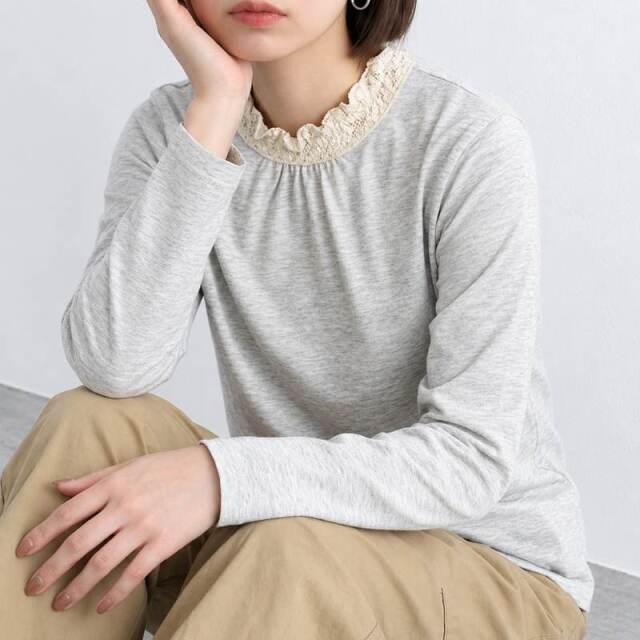 襟レースロンT
