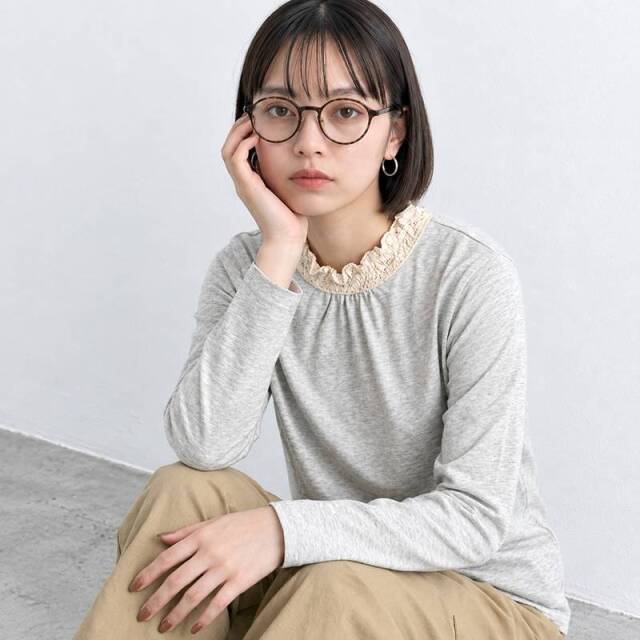襟レースロンT