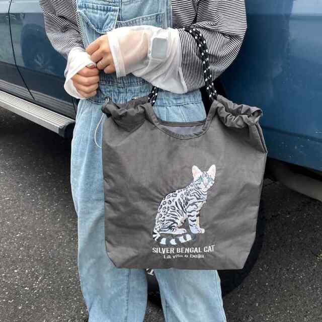 アニマル刺繍コードトートバッグ