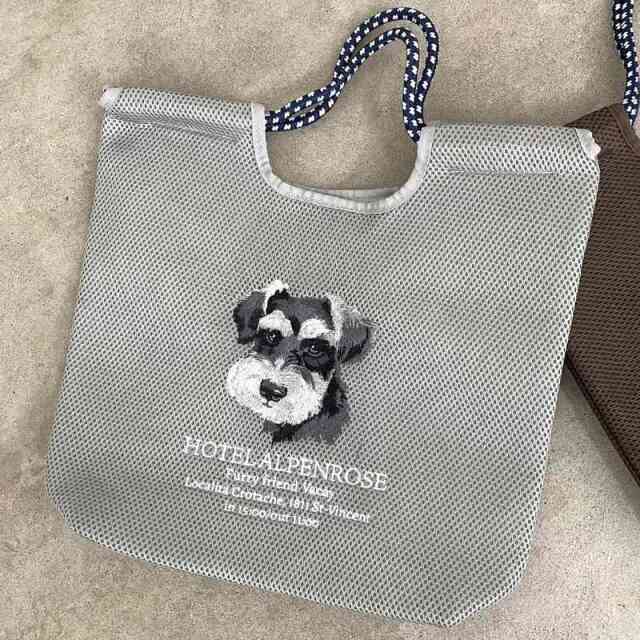 メッシュアニマル刺繍コードトートバッグ