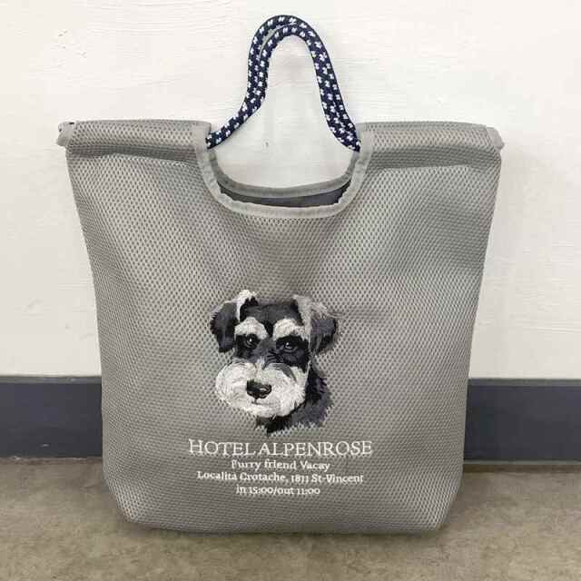 メッシュアニマル刺繍コードトートバッグ