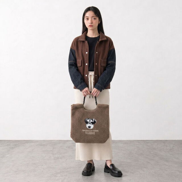 アニマルボア刺繍コードトートバッグ