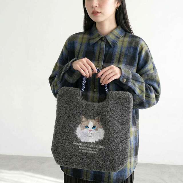 アニマルボア刺繍コードトートバッグ